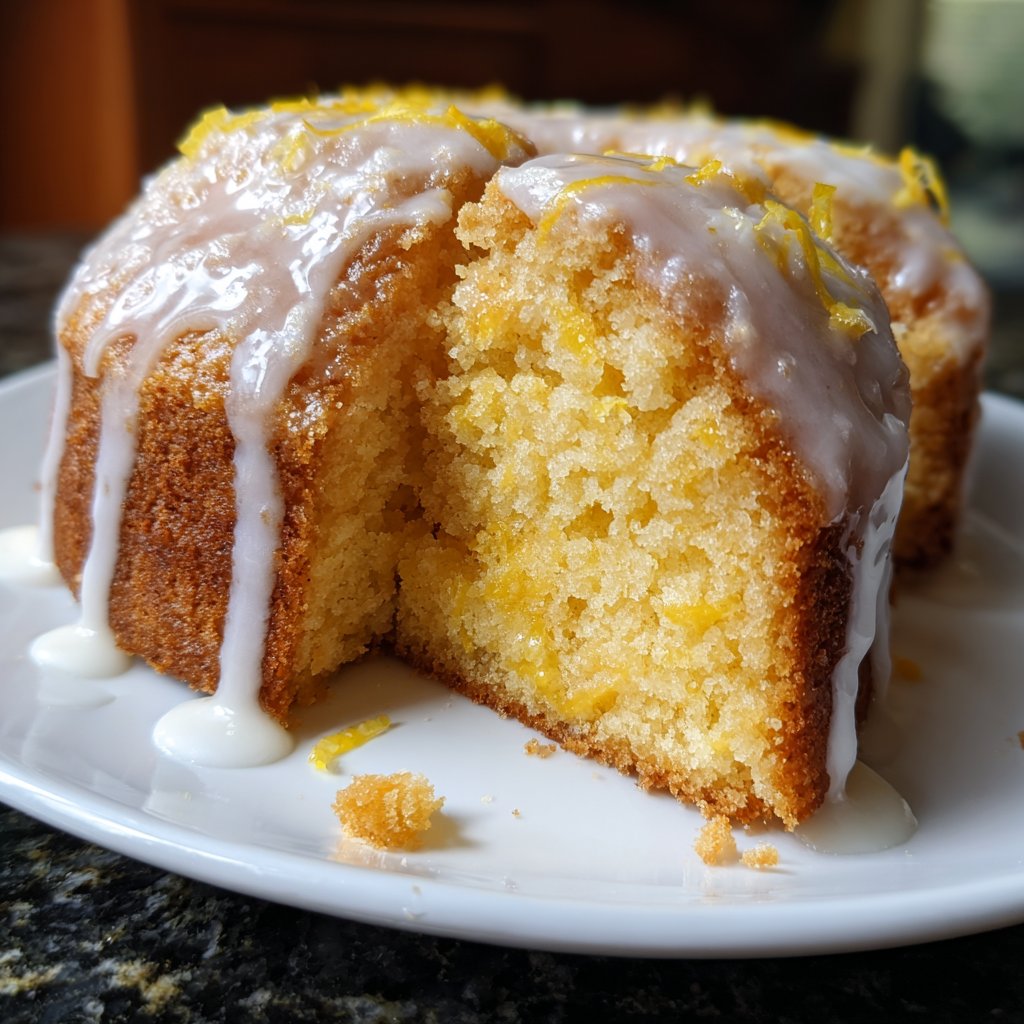 Zitronenkuchen mit Puderzucker