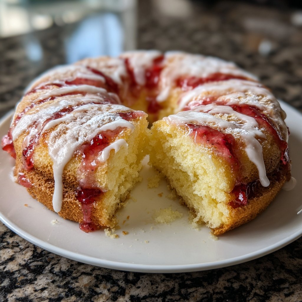 Vanillekuchen mit Erdbeerfüllung