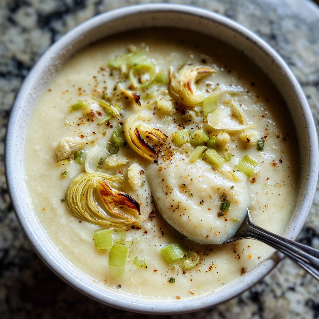 Blumenkohlsuppe mit Lauch und Knoblauch