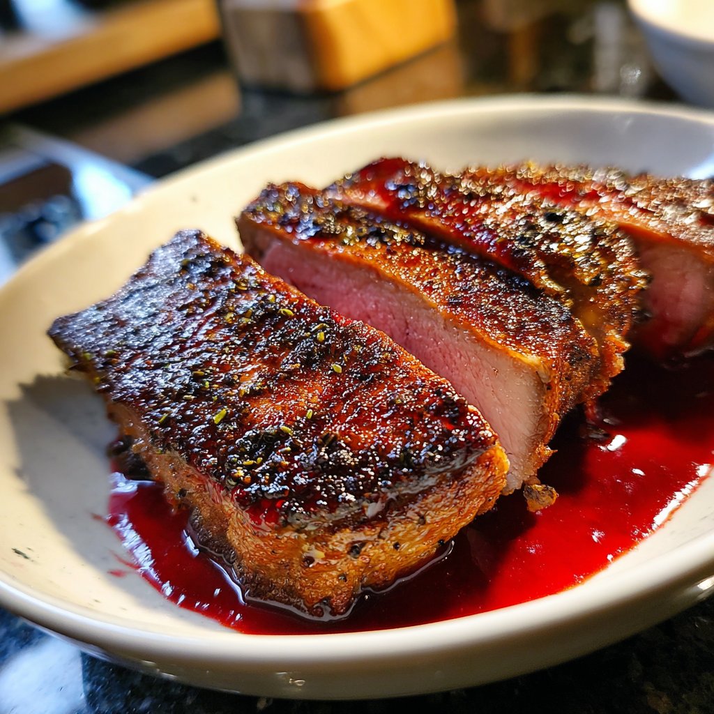 Entenbrust mit Himbeerreduktion