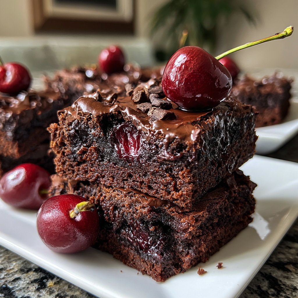 Blechkuchen mit Schokolade und Kirschen