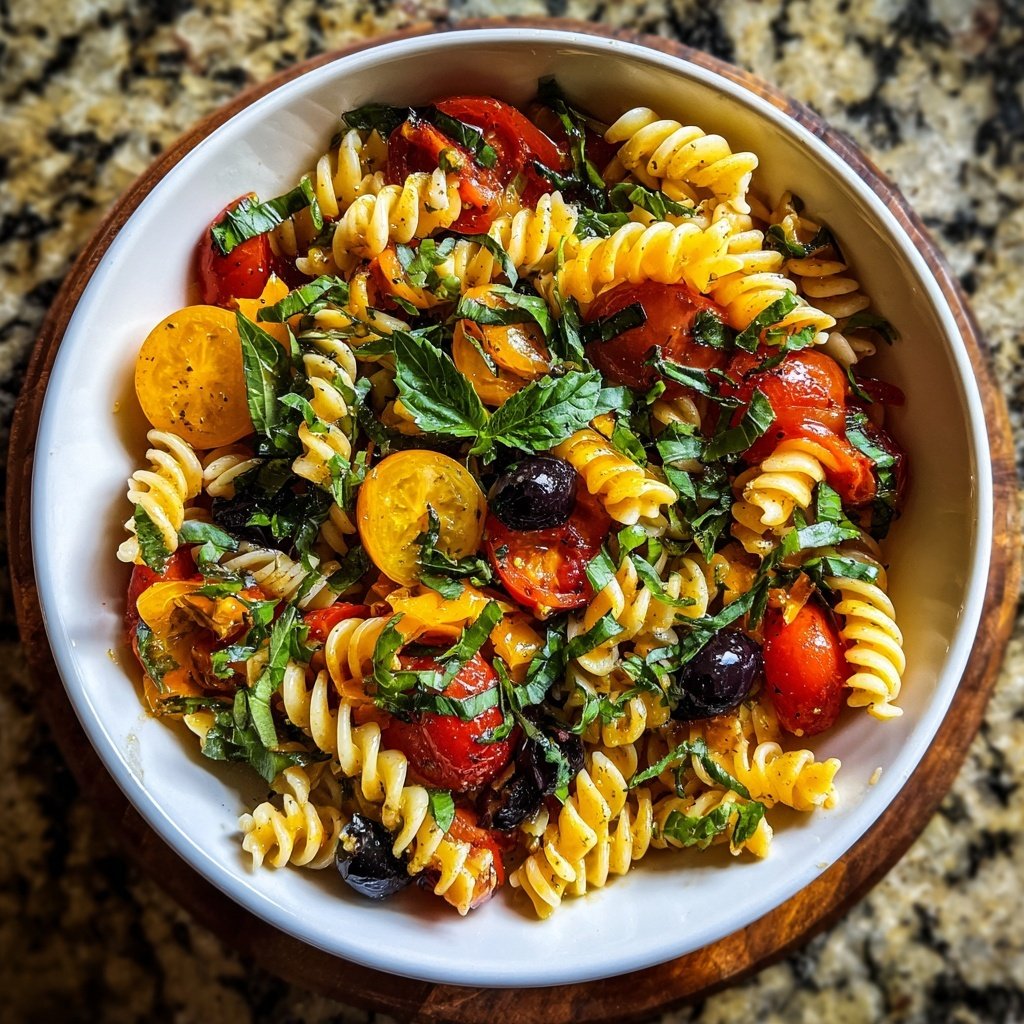 Mediterraner Nudelsalat Mit Tomatenfilet