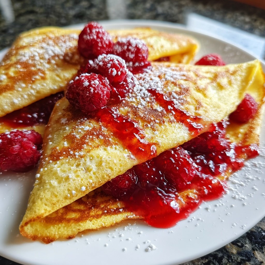 Pfannkuchen mit Himbeeren
