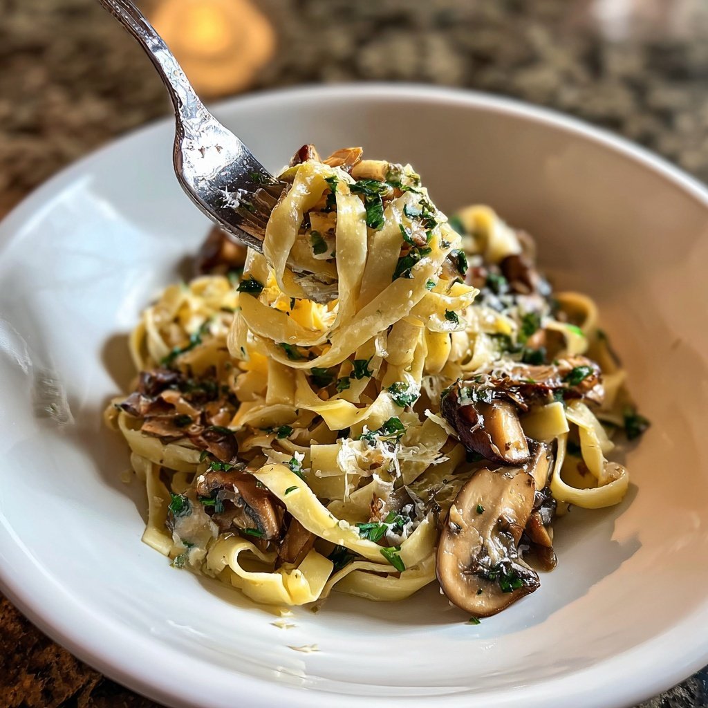 Tagliatelle mit Pilzen und Knoblauch
