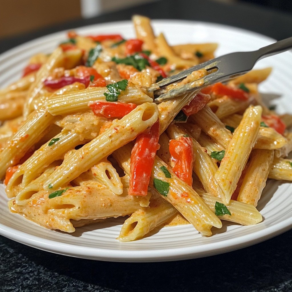 Penne mit cremiger Paprikasauce